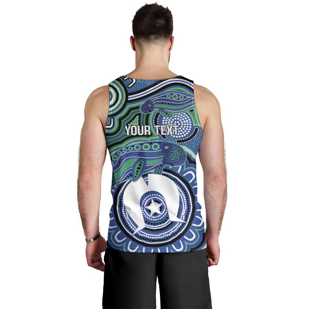Torres Strait Islander Flag Day Personalised Men Tank Top Dhari Dugongs Sea Cows Aboriginal Art