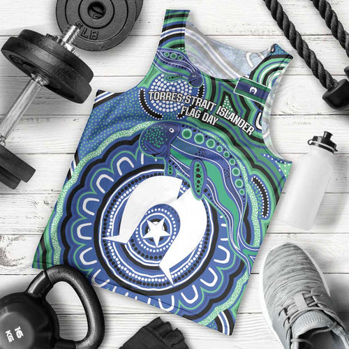 Torres Strait Islander Flag Day Personalised Men Tank Top Dhari Dugongs Sea Cows Aboriginal Art