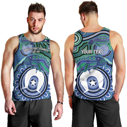 Torres Strait Islander Flag Day Personalised Men Tank Top Dhari Dugongs Sea Cows Aboriginal Art