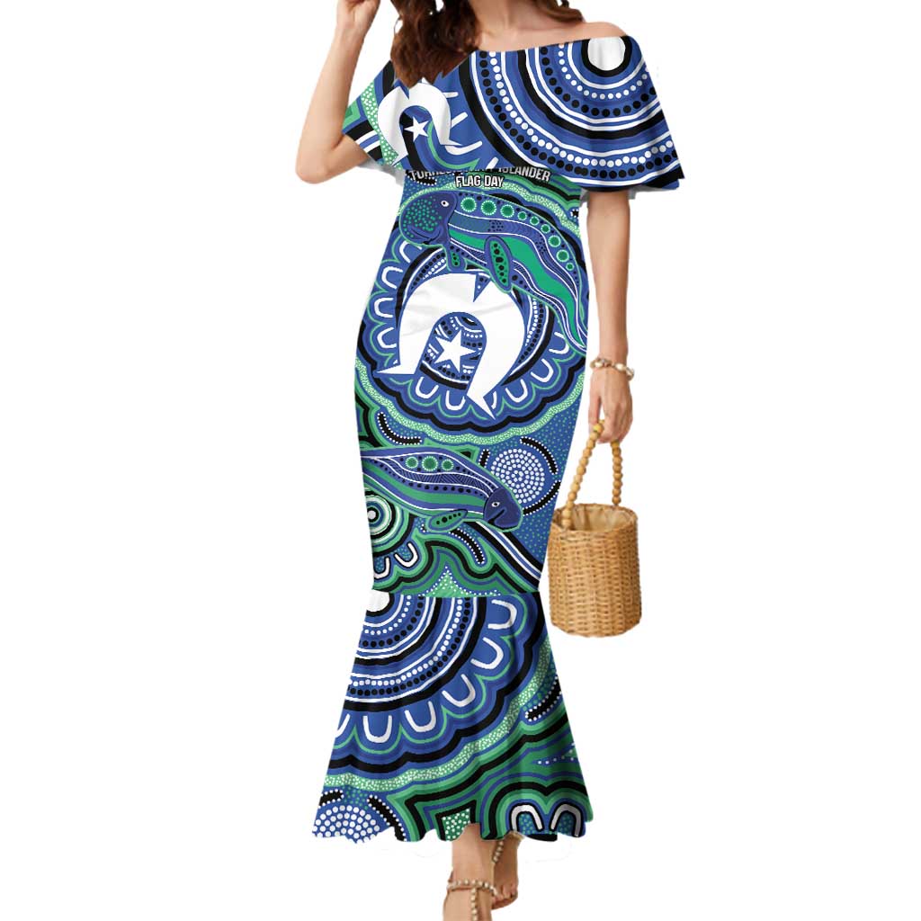 Torres Strait Islander Flag Day Personalised Mermaid Dress Dhari Dugongs Sea Cows Aboriginal Art