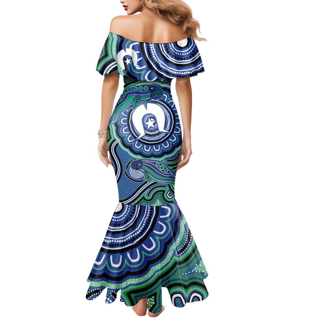Torres Strait Islander Flag Day Personalised Mermaid Dress Dhari Dugongs Sea Cows Aboriginal Art