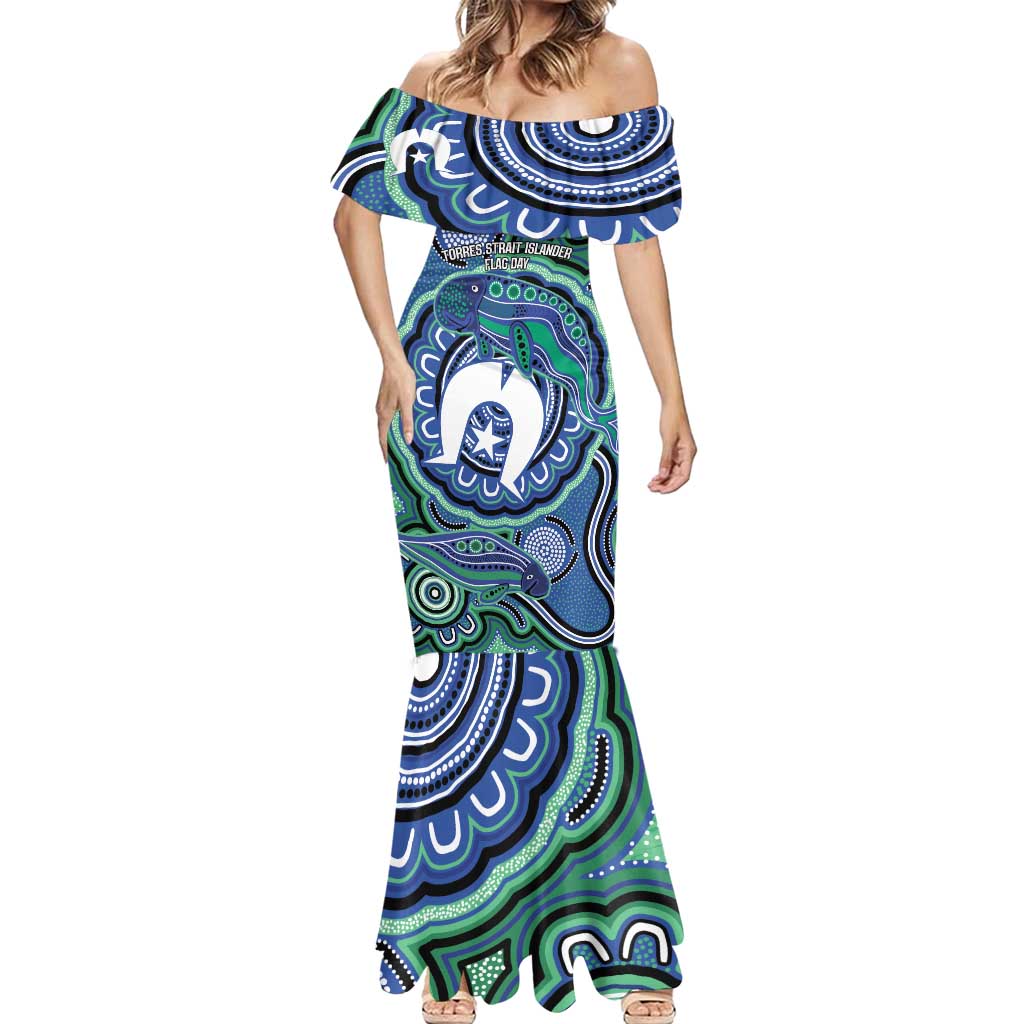 Torres Strait Islander Flag Day Personalised Mermaid Dress Dhari Dugongs Sea Cows Aboriginal Art
