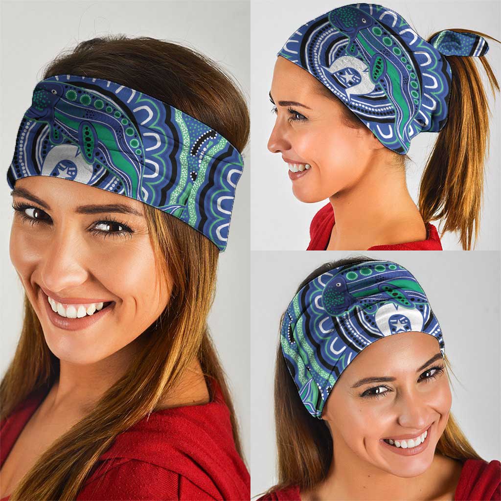 Torres Strait Islander Flag Day Personalised Neck Gaiter Dhari Dugongs Sea Cows Aboriginal Art