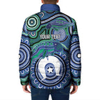Torres Strait Islander Flag Day Personalised Padded Jacket Dhari Dugongs Sea Cows Aboriginal Art