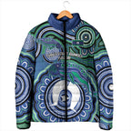 Torres Strait Islander Flag Day Personalised Padded Jacket Dhari Dugongs Sea Cows Aboriginal Art