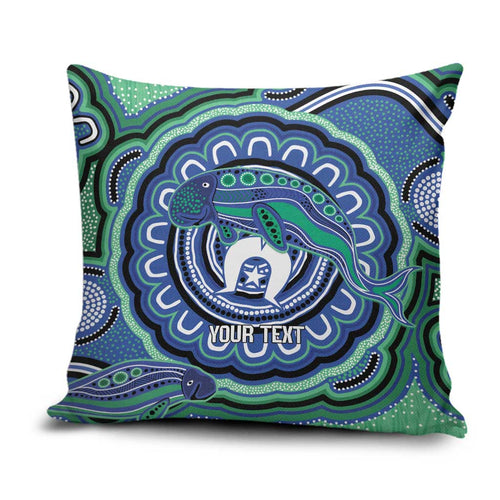 Torres Strait Islander Flag Day Personalised Pillow Cover Dhari Dugongs Sea Cows Aboriginal Art
