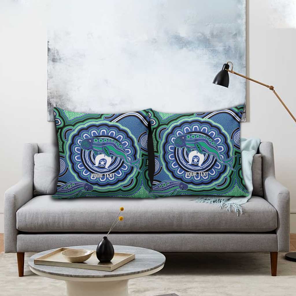 Torres Strait Islander Flag Day Personalised Pillow Cover Dhari Dugongs Sea Cows Aboriginal Art