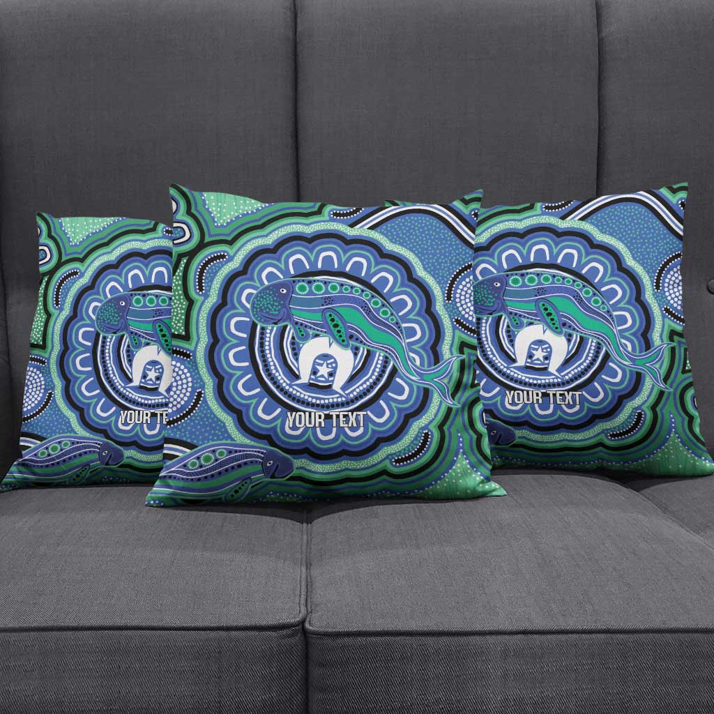 Torres Strait Islander Flag Day Personalised Pillow Cover Dhari Dugongs Sea Cows Aboriginal Art