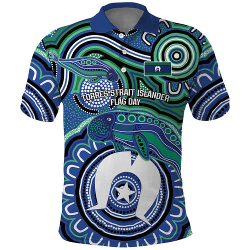 Torres Strait Islander Flag Day Personalised Polo Shirt Dhari Dugongs Sea Cows Aboriginal Art
