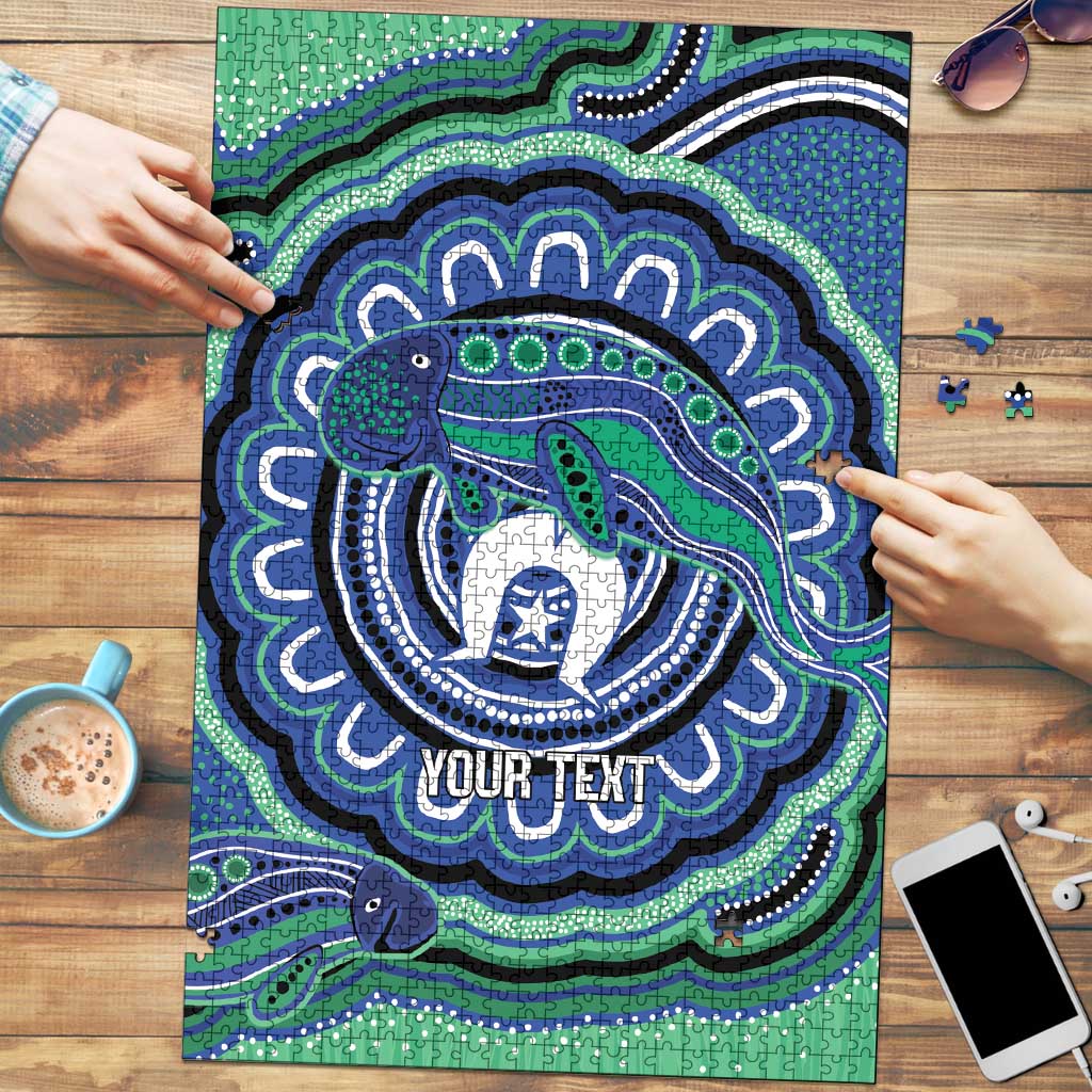 Torres Strait Islander Flag Day Personalised Puzzle Dhari Dugongs Sea Cows Aboriginal Art