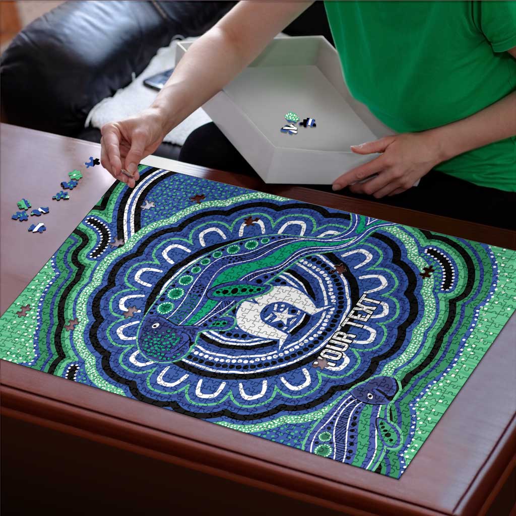 Torres Strait Islander Flag Day Personalised Puzzle Dhari Dugongs Sea Cows Aboriginal Art