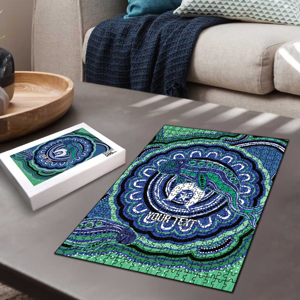 Torres Strait Islander Flag Day Personalised Puzzle Dhari Dugongs Sea Cows Aboriginal Art