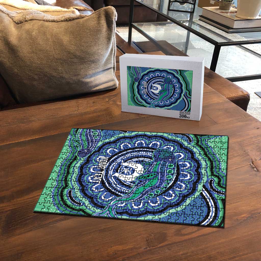 Torres Strait Islander Flag Day Personalised Puzzle Dhari Dugongs Sea Cows Aboriginal Art