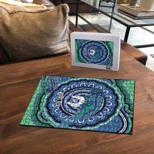 Torres Strait Islander Flag Day Personalised Puzzle Dhari Dugongs Sea Cows Aboriginal Art