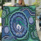 Torres Strait Islander Flag Day Personalised Quilt Dhari Dugongs Sea Cows Aboriginal Art