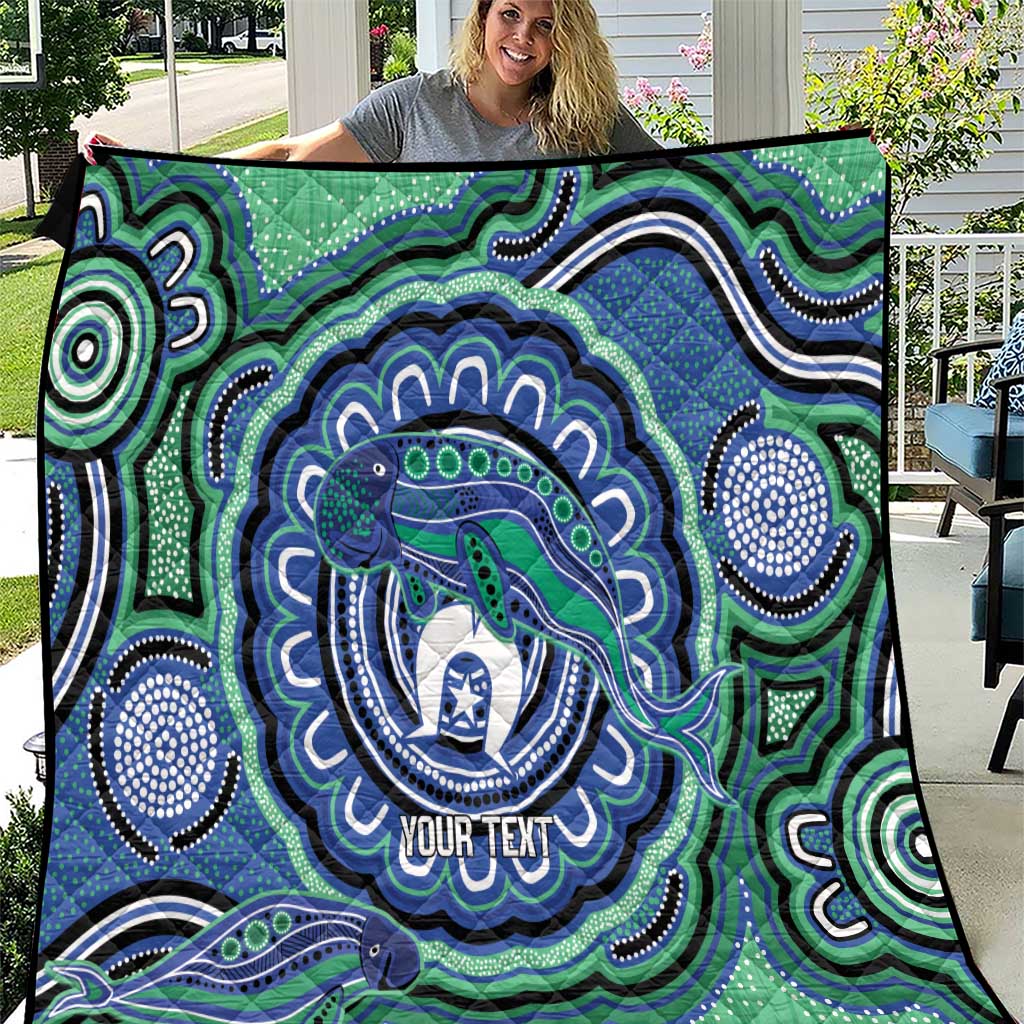 Torres Strait Islander Flag Day Personalised Quilt Dhari Dugongs Sea Cows Aboriginal Art