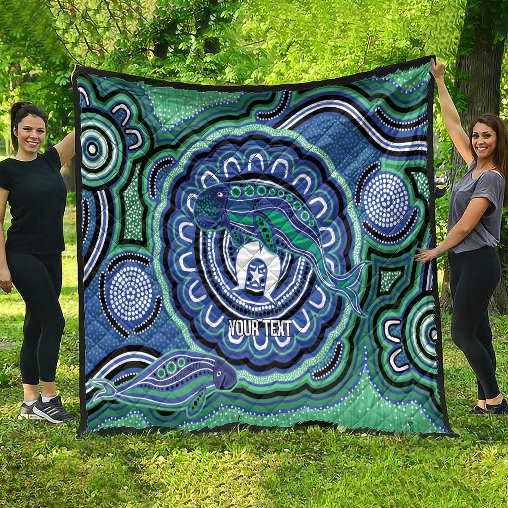 Torres Strait Islander Flag Day Personalised Quilt Dhari Dugongs Sea Cows Aboriginal Art