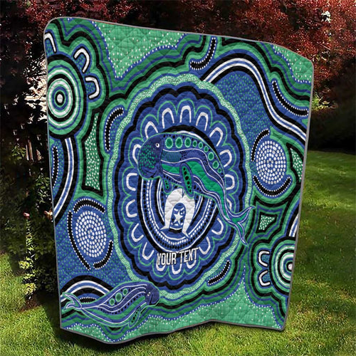 Torres Strait Islander Flag Day Personalised Quilt Dhari Dugongs Sea Cows Aboriginal Art