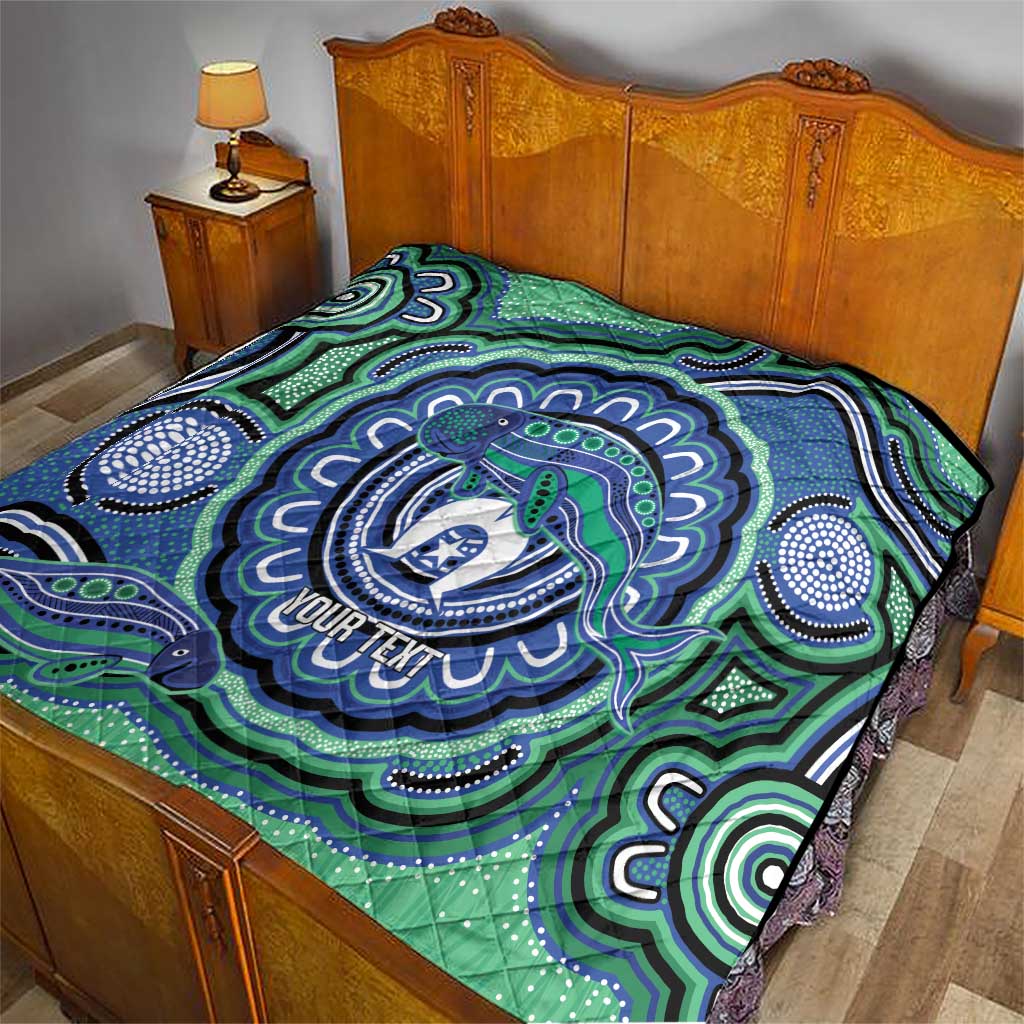 Torres Strait Islander Flag Day Personalised Quilt Dhari Dugongs Sea Cows Aboriginal Art