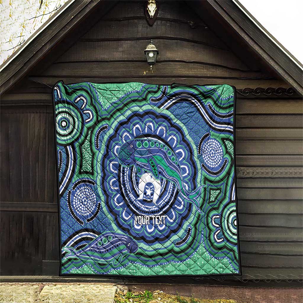 Torres Strait Islander Flag Day Personalised Quilt Dhari Dugongs Sea Cows Aboriginal Art