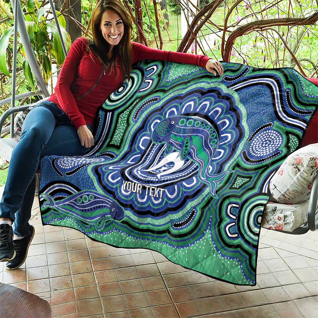 Torres Strait Islander Flag Day Personalised Quilt Dhari Dugongs Sea Cows Aboriginal Art