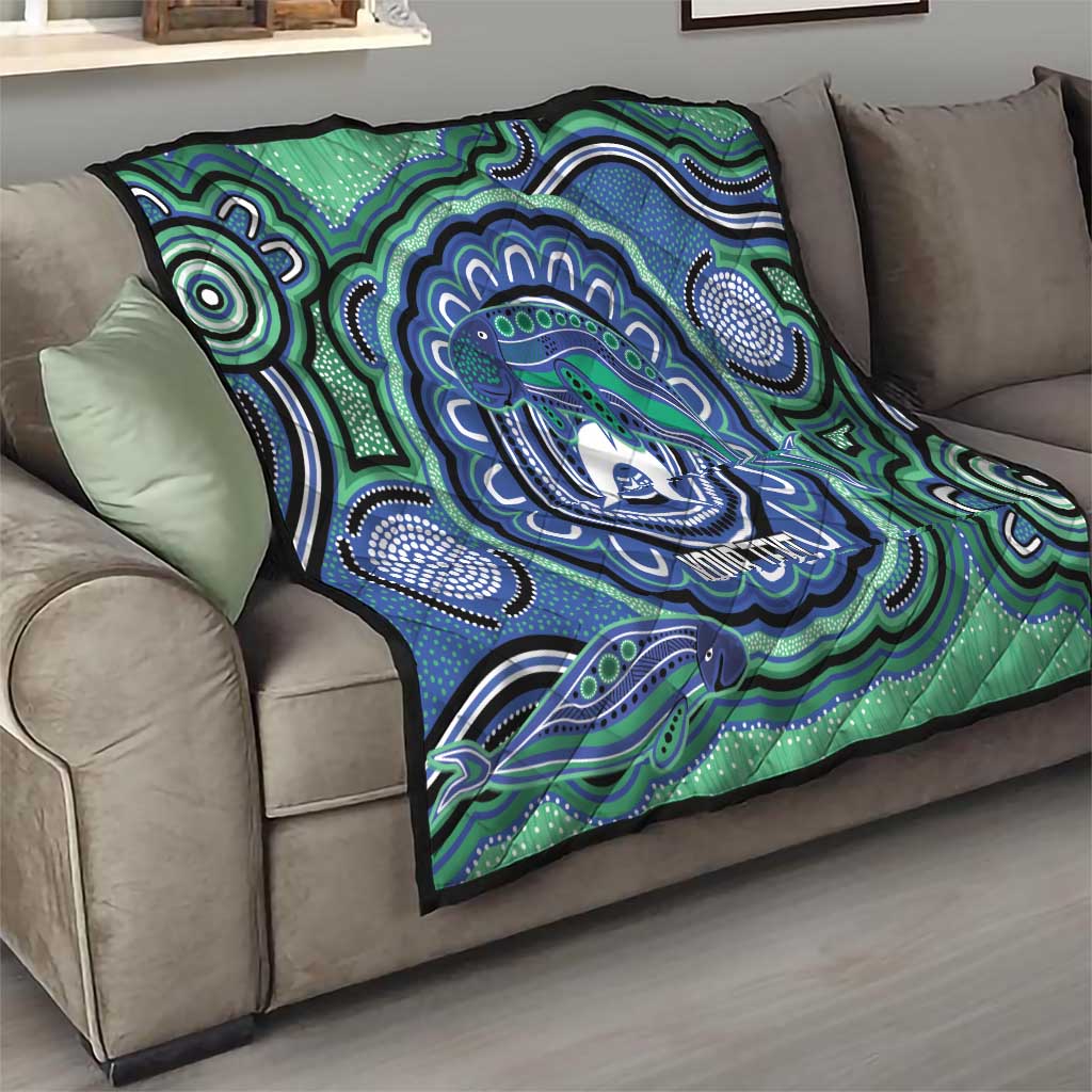 Torres Strait Islander Flag Day Personalised Quilt Dhari Dugongs Sea Cows Aboriginal Art