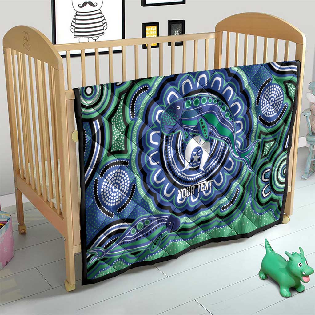 Torres Strait Islander Flag Day Personalised Quilt Dhari Dugongs Sea Cows Aboriginal Art