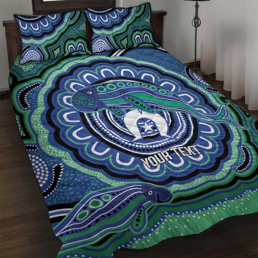 Torres Strait Islander Flag Day Personalised Quilt Bed Set Dhari Dugongs Sea Cows Aboriginal Art