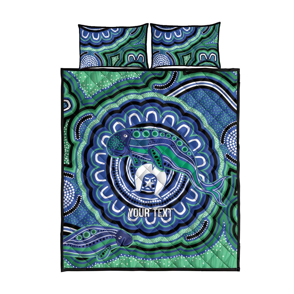 Torres Strait Islander Flag Day Personalised Quilt Bed Set Dhari Dugongs Sea Cows Aboriginal Art