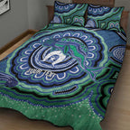 Torres Strait Islander Flag Day Personalised Quilt Bed Set Dhari Dugongs Sea Cows Aboriginal Art