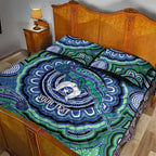 Torres Strait Islander Flag Day Personalised Quilt Bed Set Dhari Dugongs Sea Cows Aboriginal Art