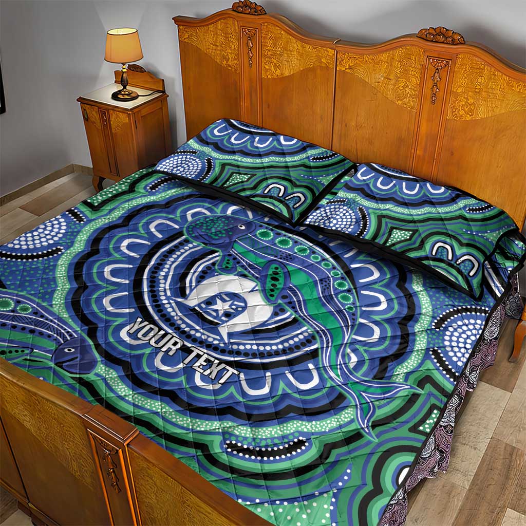 Torres Strait Islander Flag Day Personalised Quilt Bed Set Dhari Dugongs Sea Cows Aboriginal Art