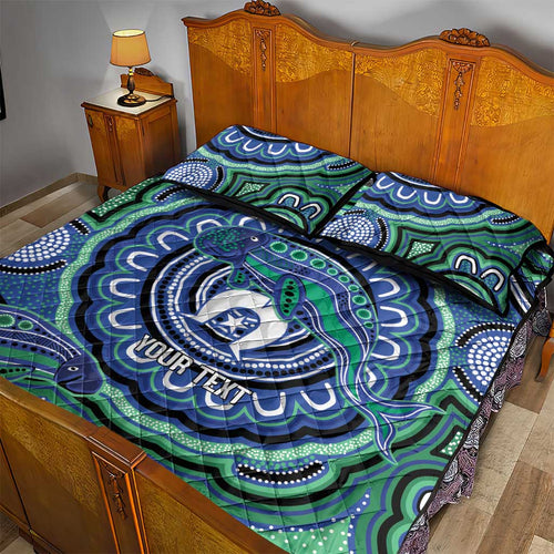 Torres Strait Islander Flag Day Personalised Quilt Bed Set Dhari Dugongs Sea Cows Aboriginal Art