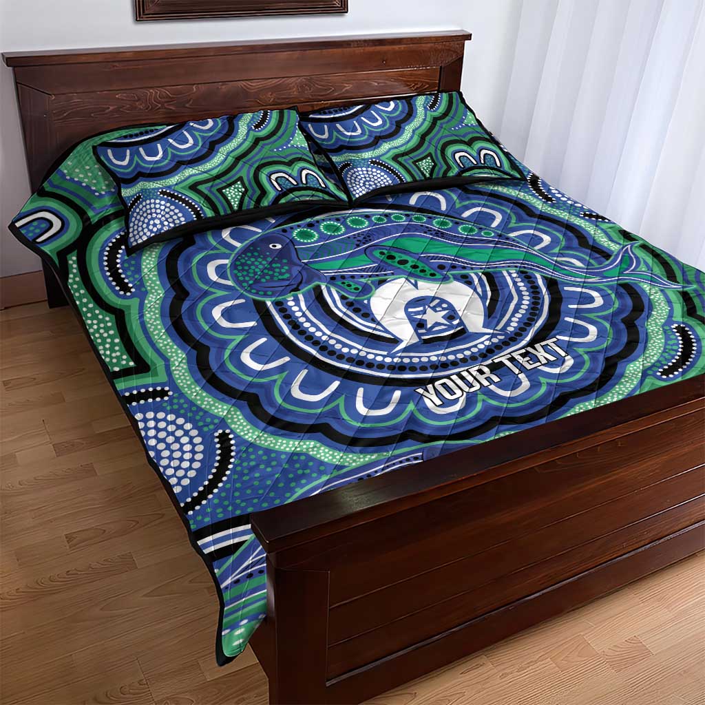 Torres Strait Islander Flag Day Personalised Quilt Bed Set Dhari Dugongs Sea Cows Aboriginal Art