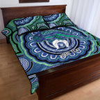Torres Strait Islander Flag Day Personalised Quilt Bed Set Dhari Dugongs Sea Cows Aboriginal Art