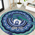 Torres Strait Islander Flag Day Personalised Round Carpet Dhari Dugongs Sea Cows Aboriginal Art