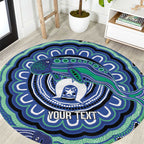 Torres Strait Islander Flag Day Personalised Round Carpet Dhari Dugongs Sea Cows Aboriginal Art