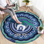 Torres Strait Islander Flag Day Personalised Round Carpet Dhari Dugongs Sea Cows Aboriginal Art