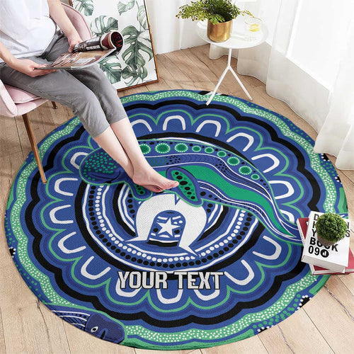 Torres Strait Islander Flag Day Personalised Round Carpet Dhari Dugongs Sea Cows Aboriginal Art