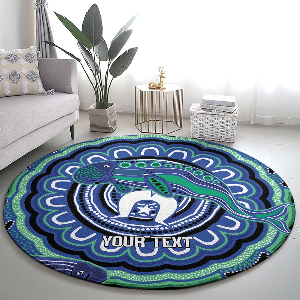 Torres Strait Islander Flag Day Personalised Round Carpet Dhari Dugongs Sea Cows Aboriginal Art