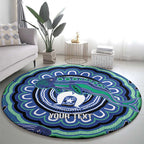 Torres Strait Islander Flag Day Personalised Round Carpet Dhari Dugongs Sea Cows Aboriginal Art