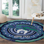 Torres Strait Islander Flag Day Personalised Round Carpet Dhari Dugongs Sea Cows Aboriginal Art