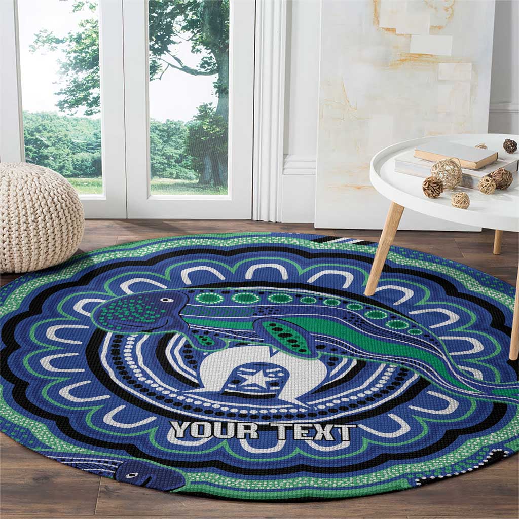 Torres Strait Islander Flag Day Personalised Round Carpet Dhari Dugongs Sea Cows Aboriginal Art