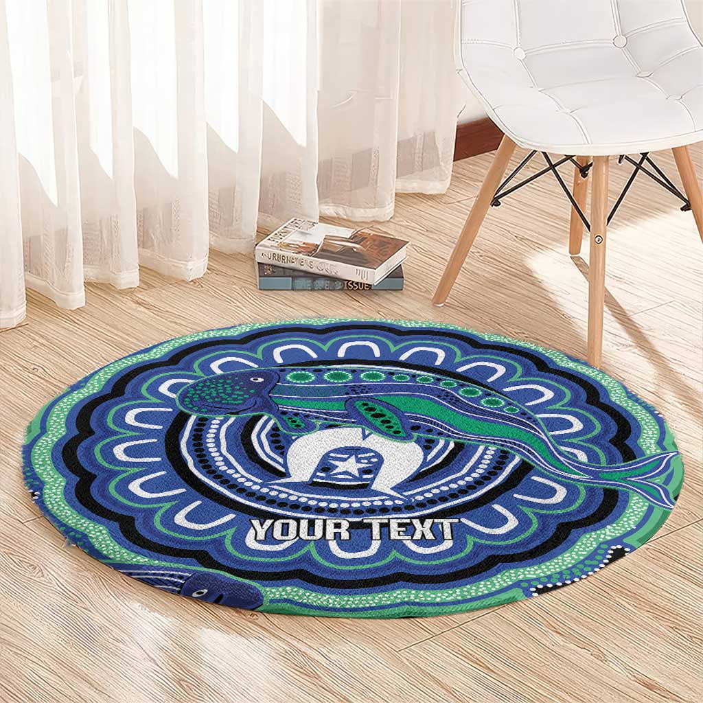 Torres Strait Islander Flag Day Personalised Round Carpet Dhari Dugongs Sea Cows Aboriginal Art