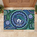 Torres Strait Islander Flag Day Personalised Rubber Doormat Dhari Dugongs Sea Cows Aboriginal Art