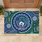 Torres Strait Islander Flag Day Personalised Rubber Doormat Dhari Dugongs Sea Cows Aboriginal Art
