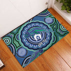 Torres Strait Islander Flag Day Personalised Rubber Doormat Dhari Dugongs Sea Cows Aboriginal Art