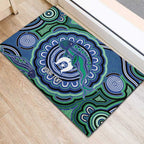Torres Strait Islander Flag Day Personalised Rubber Doormat Dhari Dugongs Sea Cows Aboriginal Art