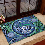 Torres Strait Islander Flag Day Personalised Rubber Doormat Dhari Dugongs Sea Cows Aboriginal Art