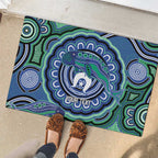 Torres Strait Islander Flag Day Personalised Rubber Doormat Dhari Dugongs Sea Cows Aboriginal Art
